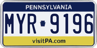 PA license plate MYR9196