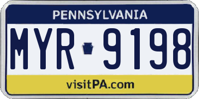 PA license plate MYR9198