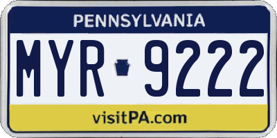 PA license plate MYR9222