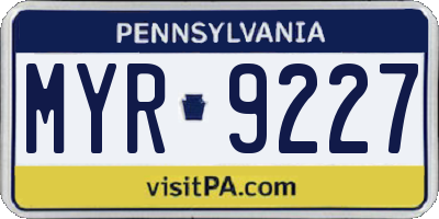 PA license plate MYR9227