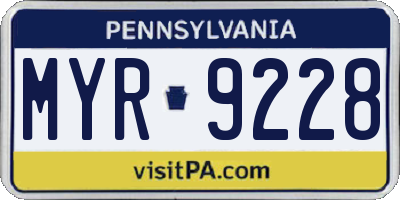 PA license plate MYR9228