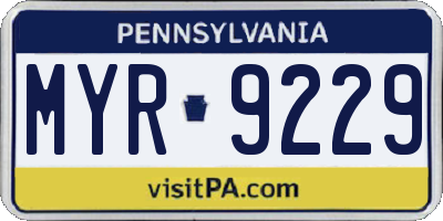 PA license plate MYR9229