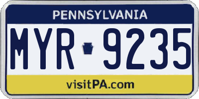 PA license plate MYR9235