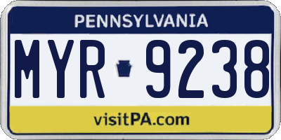 PA license plate MYR9238