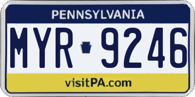 PA license plate MYR9246