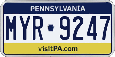 PA license plate MYR9247