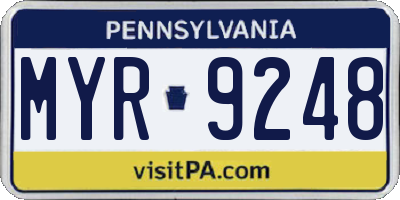PA license plate MYR9248