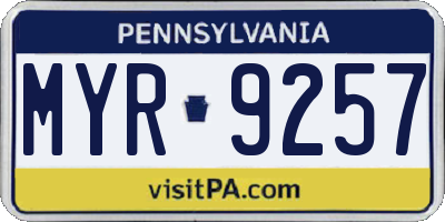 PA license plate MYR9257
