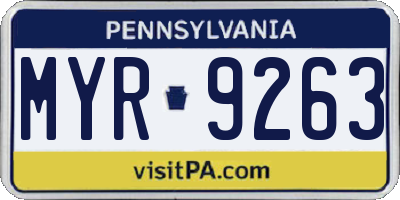 PA license plate MYR9263