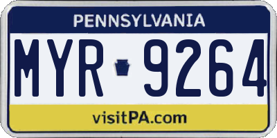 PA license plate MYR9264