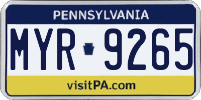 PA license plate MYR9265