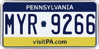 PA license plate MYR9266