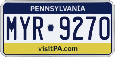 PA license plate MYR9270