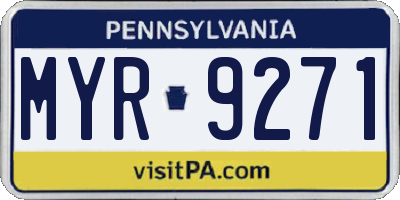 PA license plate MYR9271