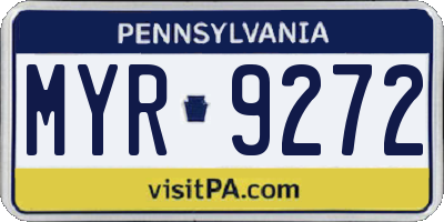 PA license plate MYR9272