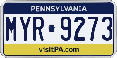 PA license plate MYR9273