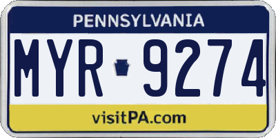 PA license plate MYR9274