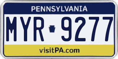PA license plate MYR9277