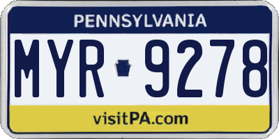 PA license plate MYR9278