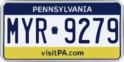 PA license plate MYR9279