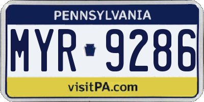 PA license plate MYR9286