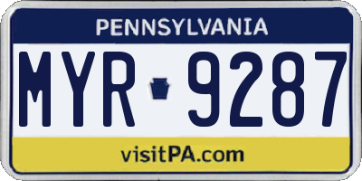 PA license plate MYR9287
