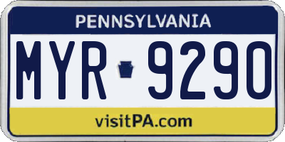PA license plate MYR9290