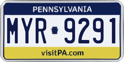 PA license plate MYR9291