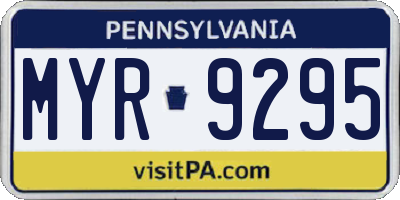 PA license plate MYR9295