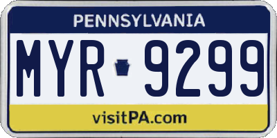 PA license plate MYR9299
