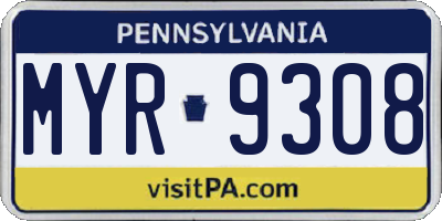 PA license plate MYR9308
