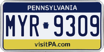 PA license plate MYR9309