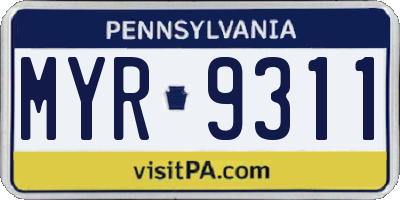 PA license plate MYR9311