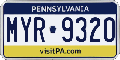 PA license plate MYR9320