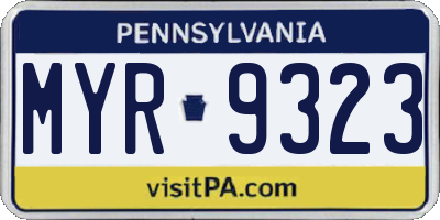 PA license plate MYR9323