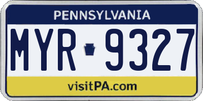 PA license plate MYR9327