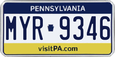 PA license plate MYR9346