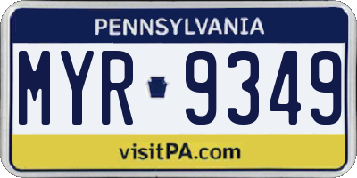 PA license plate MYR9349
