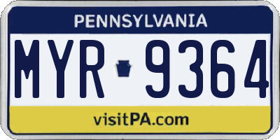 PA license plate MYR9364