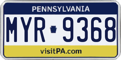 PA license plate MYR9368