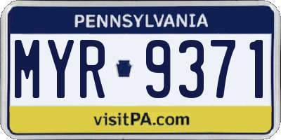 PA license plate MYR9371