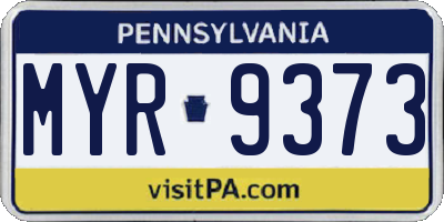 PA license plate MYR9373