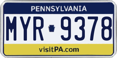 PA license plate MYR9378
