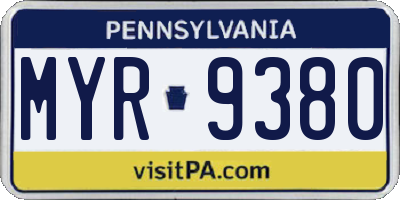 PA license plate MYR9380