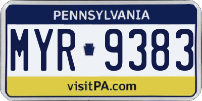 PA license plate MYR9383