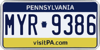 PA license plate MYR9386