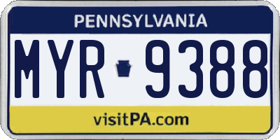 PA license plate MYR9388