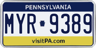 PA license plate MYR9389