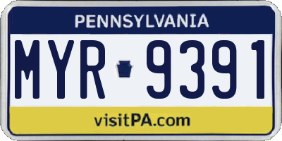 PA license plate MYR9391