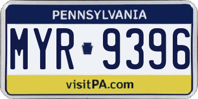 PA license plate MYR9396